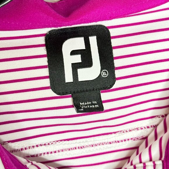 FootJoy FJ Striped Polo Shirt XL Waikoloa White Pink Short Sleeve Golf Hawaii - Picture 3 of 5